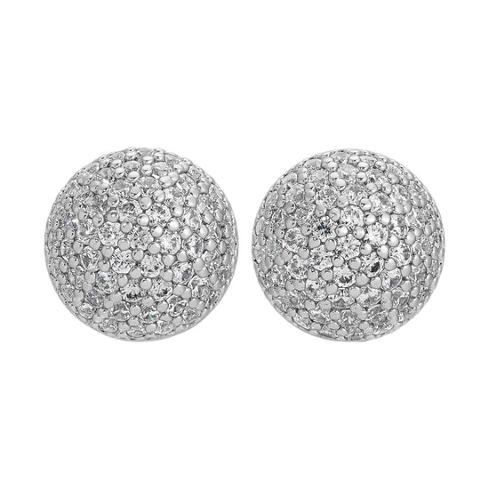 Sphere Earrings - Silver Pave Medium