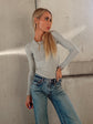 Chloe Longsleeve Crew Neck Top - Heather Gray