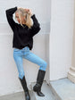 Suzy Boyfriend Crewneck Sweater - Black
