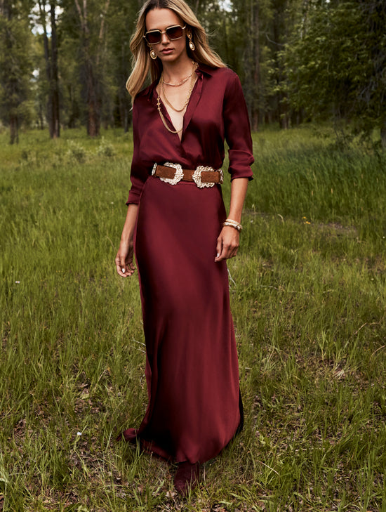 Tyler Silk Blouse - Merlot Red