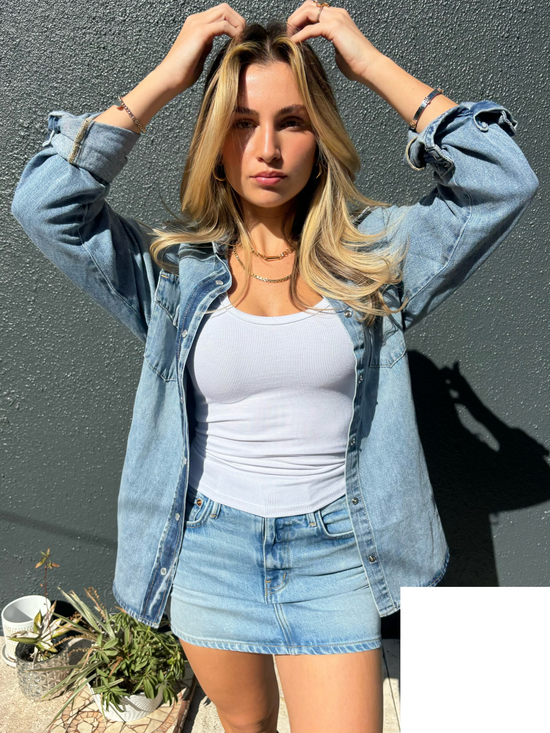 Traci Denim Mini Skirt - Glacier (PRE-SALE)