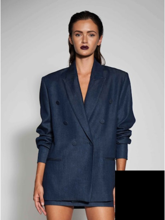 DOUBLE BREASTED BLAZER -  BLACK