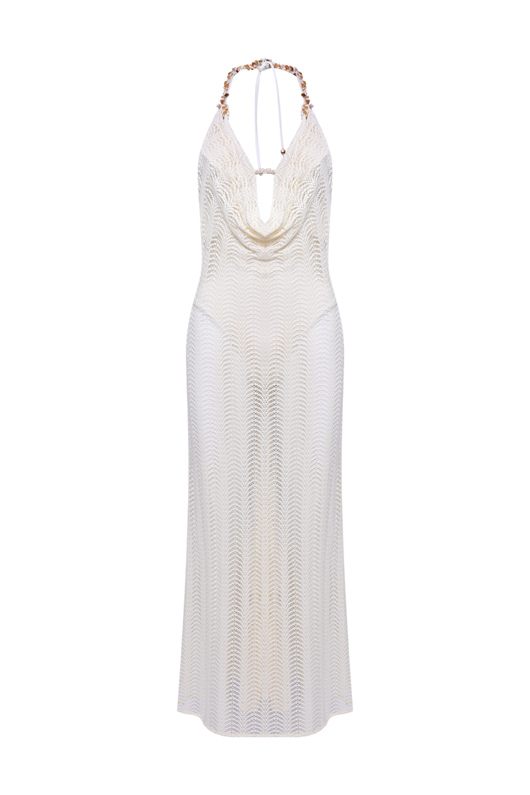 white mesh beach dress Te Amo Lace Mesh White Maxi Dress