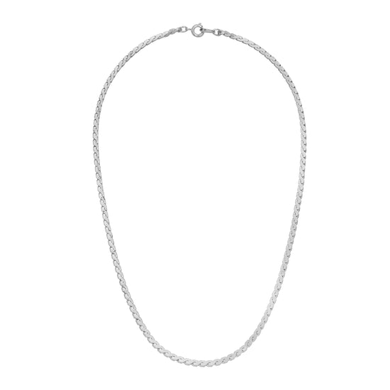 Vintage Deco Wave Necklace - Silver