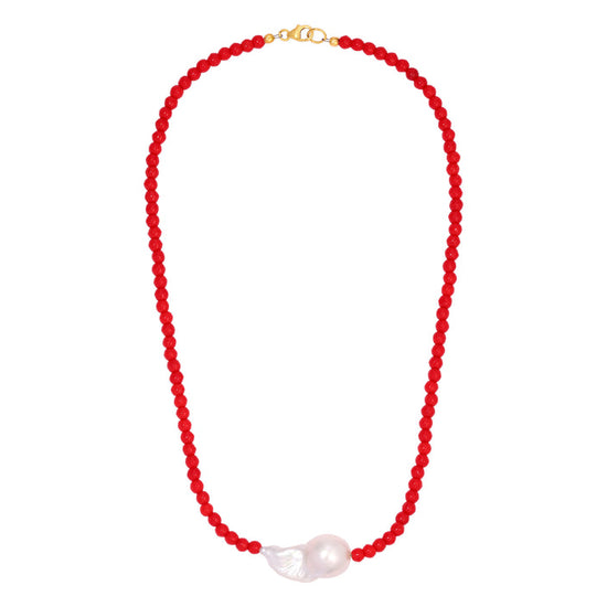 Vintage Red Pearl Necklace