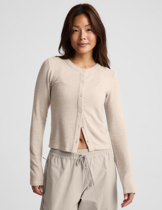 LuxeLayer Fitted Cardigan - Oatmeal Heather (PRE-SALE)