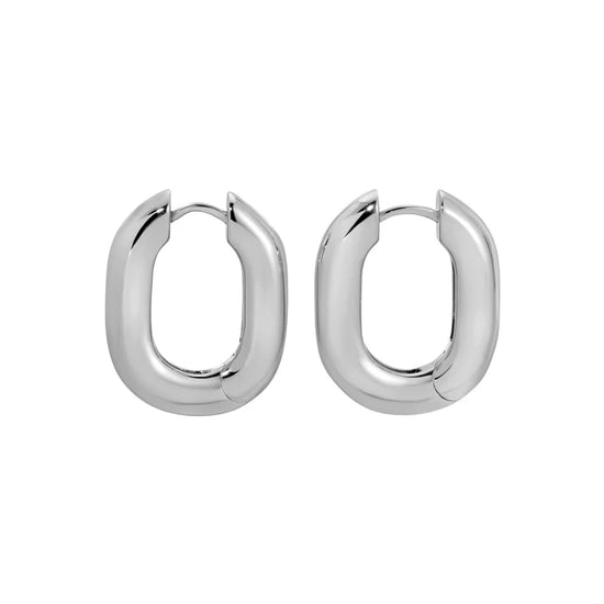 Icon Oval Hoops - Silver Medium