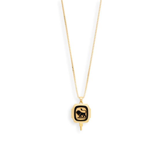 Art Deco Zodiac Pendant Necklace - Leo