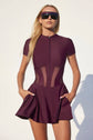 LONDON LOW-ZIP CORSET DRESS - WINE (PRE-SALE)