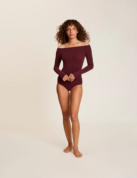 Ballet Off-Shoulder Bodysuit - Raisin
