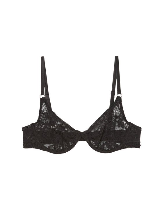 Le Stretch Multifit Lace Demi Bra - Black