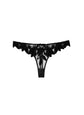 Lily Embroidery Hipster Thong - Black