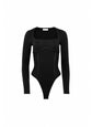 Organic Cotton Scoop Neck Longlseeve Bodysuit - Black