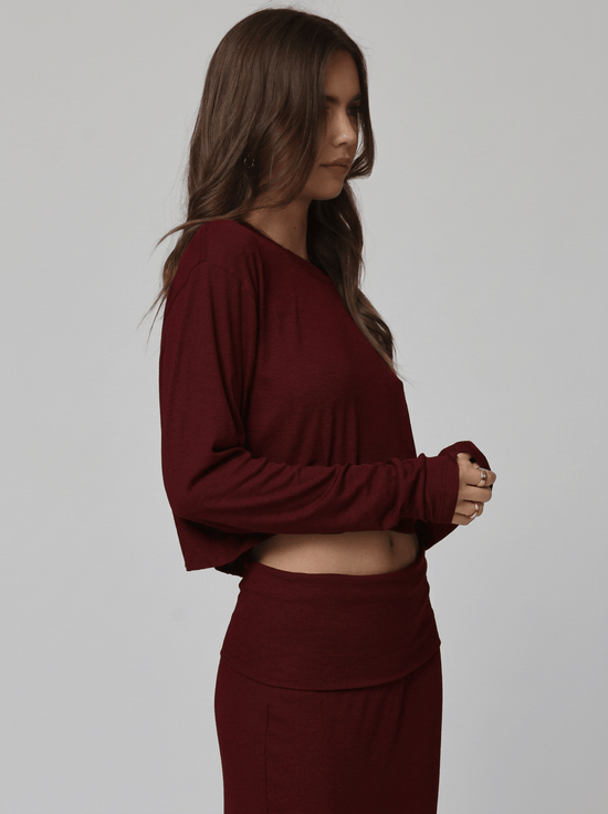 Rib Boyfriend Long Sleeve - Cherry (PRE-SALE)