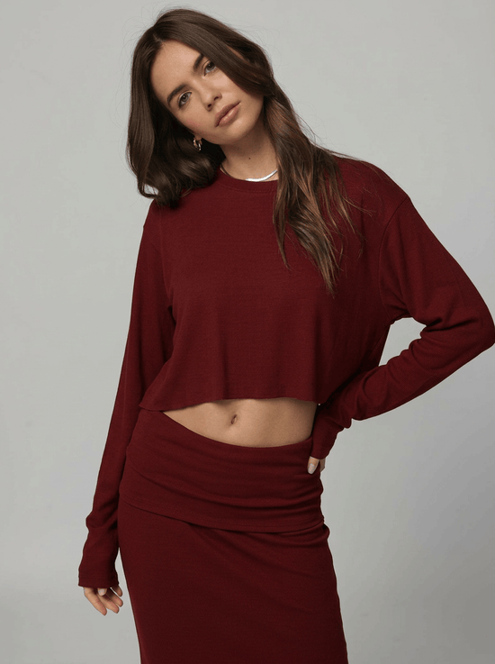 Rib Boyfriend Long Sleeve - Cherry (PRE-SALE)
