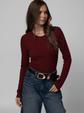 Rib Long Sleeve Baby Tee - Cherry (PRE-SALE)