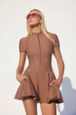 VIENNA LOW-ZIP CORSET DRESS - MOCHA (PRE-SALE)