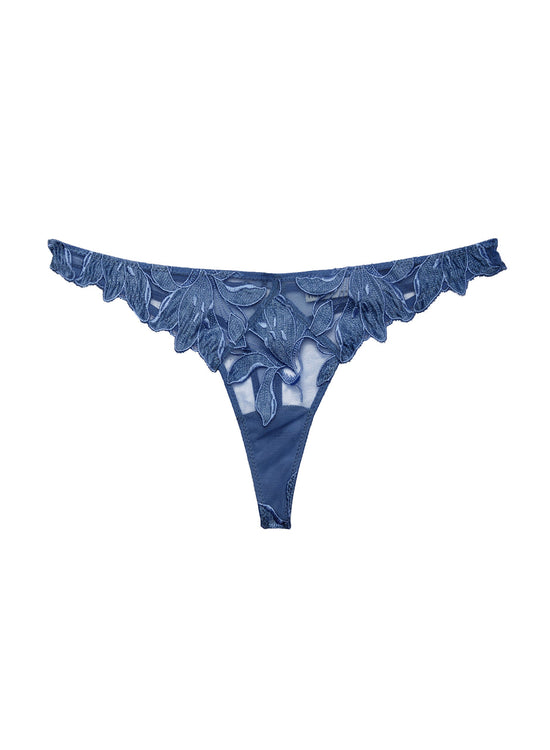 Lily Embroidery Hipster Thong - Spring Denim