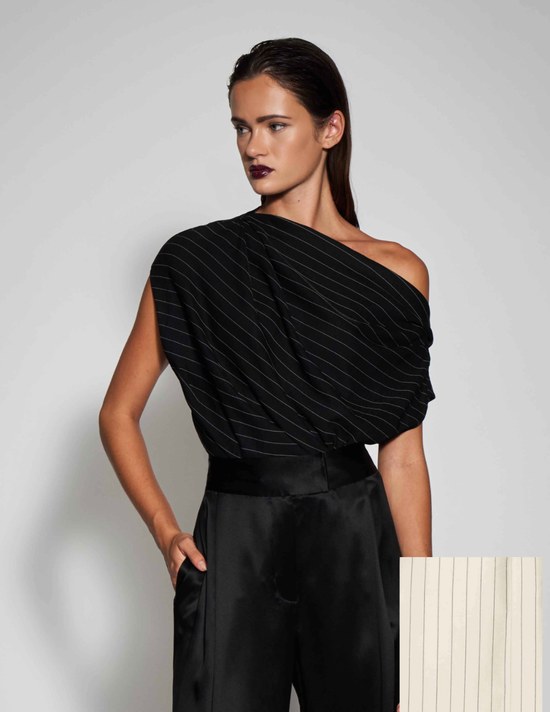 DRAPED TOP - CREAM STRIPE (PRE-SALE)