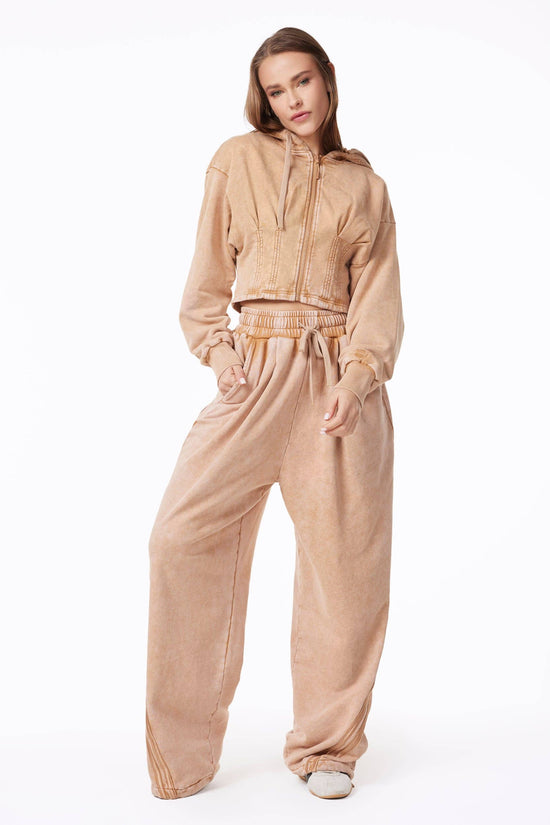 OSLO FRENCH TERRY WIDE TRACK PANT - SNOW (PRE-SALE) WASH TAN