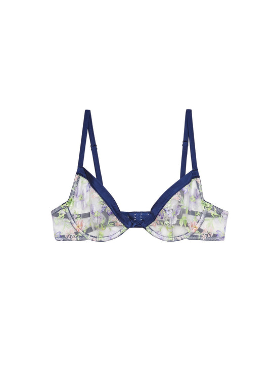 Elara Embroidery Demi Bra - Midnight Navy