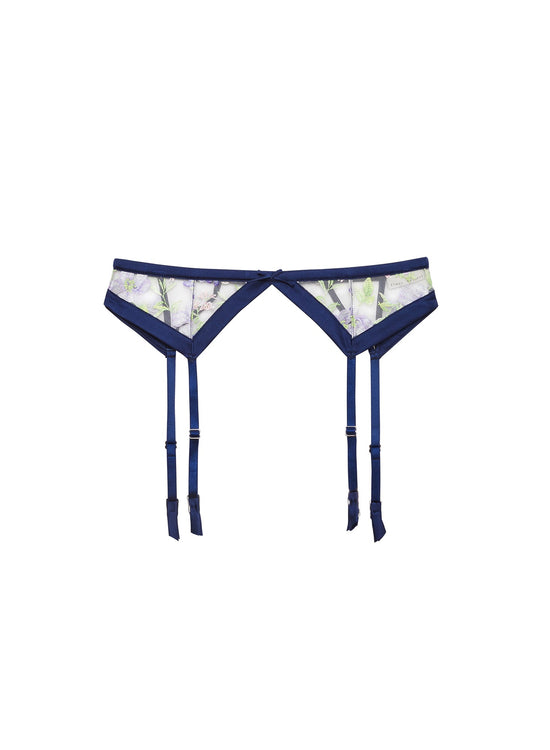 Elara Embroidery Garter Belt - Midnight Navy