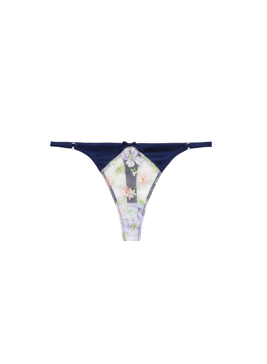 Elara Embroidery Thong - Midnight Navy