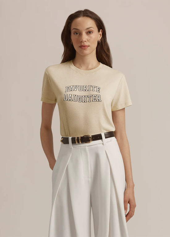 THE CROPPED COLLEGIATE TEE - French Oak/Snow White