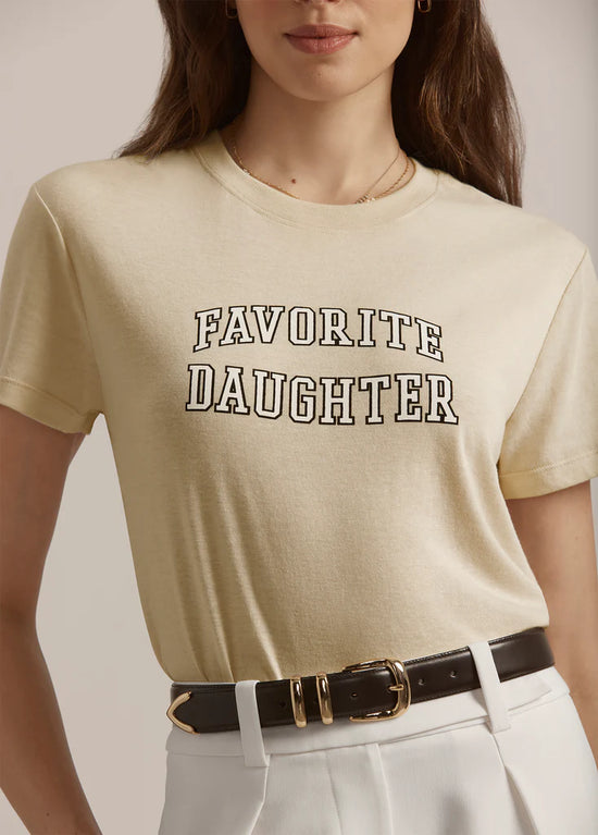 THE CROPPED COLLEGIATE TEE - French Oak/Snow White