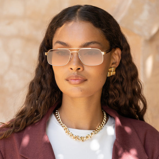 Vesper Small Aviator Sunglasses - Gold / Brown Pink (PRE-SALE)