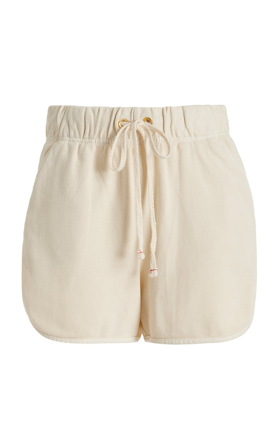 Serena Structured Jersey Scallop Short - Ivory