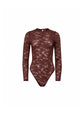 Le Stretch Lace Long Sleeve Bodysuit - Cocoa Plum (PRE-SALE)