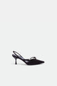 Love Knot Suede Slingback - Black Silver