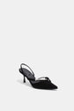 Love Knot Suede Slingback - Black Silver