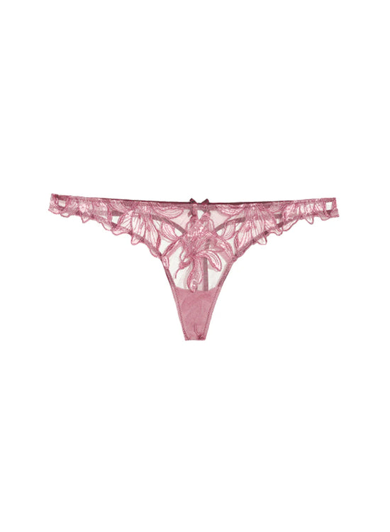 Lurex Lace Lily Embroidery Thong