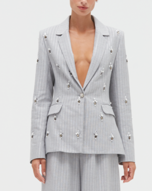 Metallic Pinstripe Blazer