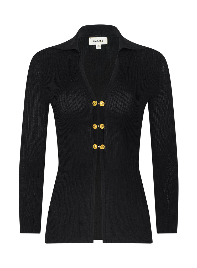 KAYE RIB COLLARED CARDIGAN