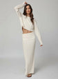 RIB FOLD DOWN MAXI SKIRT - BONE