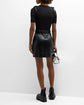 Anisa Belted Vegan Leather & Knit Combo Mini Dress