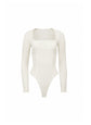 Organic Cotton Scoop Neck Longlseeve Bodysuit - Cream Pearl