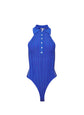 Rib Polo Halter Neck Bodysuit - Hydrangea