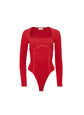 Organic Cotton Scoop Neck Longlseeve Bodysuit - Rouge