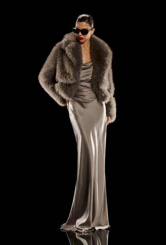 Faux Fur Bomber - Steel