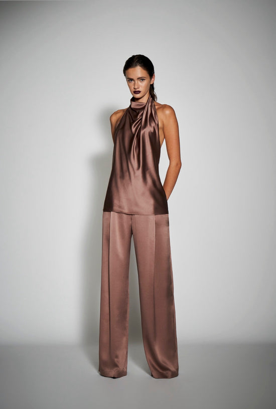Draped Halter Top - Truffle