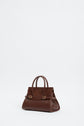 River Small Suede Top Handle Bag - Cacao
