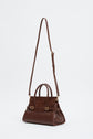 River Small Suede Top Handle Bag - Cacao