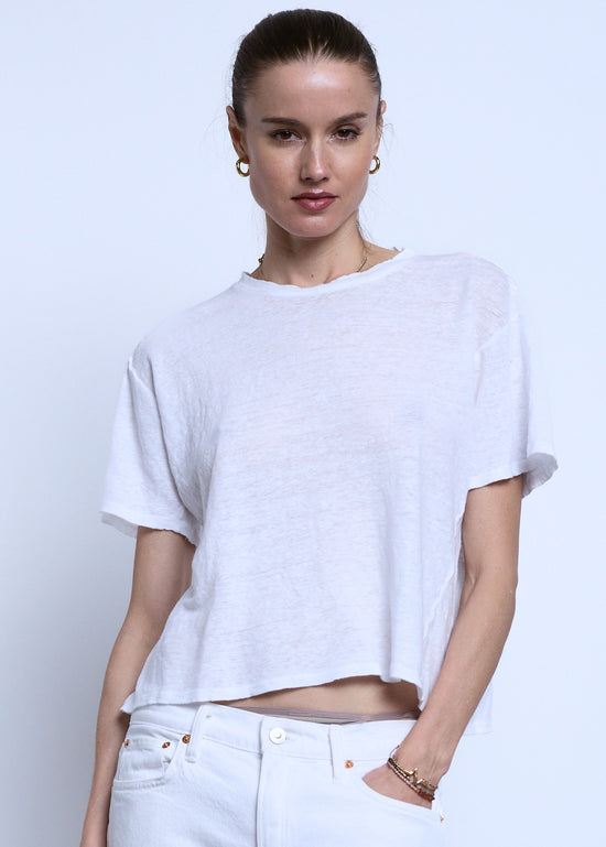 Heather Linen Boyfriend Tee - White (PRE-SALE)