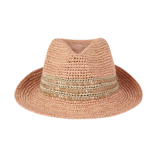Jett Crochet Raffia Fedora