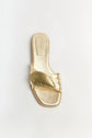 Gigi Oyster Leather Flat Slide - Gold