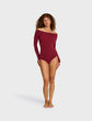 Ballet Off-Shoulder Bodysuit w/ Thumbholes - Ruby (PRE-SALE)